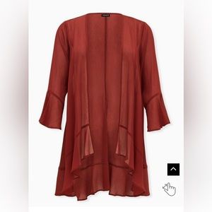Torrid Tulip sleeved kimono, Madder Brown